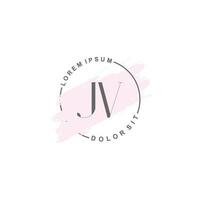 eerste jv minimalistische logo met borstel, eerste logo voor handtekening, bruiloft, mode. vector