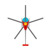 helikopter vector platte pictogram bovenaanzicht. lucht rood verkeer motor illustratie luchtvaart