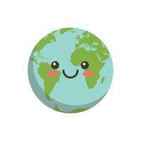 glimlachen aarde logo icoon. tekenfilm planeet bal karakter geïsoleerd Aan wit achtergrond vector illustratie. gelukkig wereld aarde