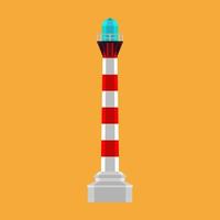 vuurtoren zee illustratie baken vector icoon. gebouw licht rood toren nautische architectuur marinier navigatie reizen. vlak kust lamp