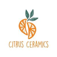 illustratie van gesneden oranje of citroen natula tang voor voedsel en drank logos vector