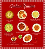 Italiaans keuken menu bladzijde ontwerp vector sjabloon