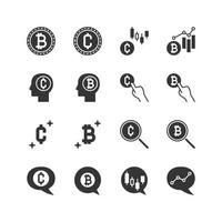 bitcoin glyph pictogrammen set. crypto valuta schets elementen verzameling. vector lijn pictogrammen