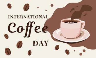 Internationale koffie dag, koffie mok. vector illustratie.