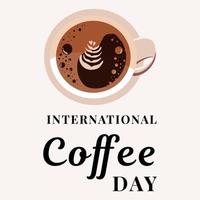 Internationale koffie dag, cappuccino koffie mok top visie. vector illustratie.