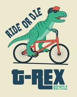 dinosaurus Aan fiets vector
