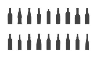 zwart silhouet van bier flessen reeks van verschillend vormen. glas flessen voor alcohol vector illustratie concept