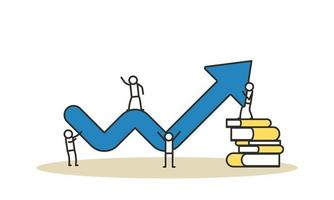 pijl groei financiën toenemen omhoog strategie team mensen vector illustratie concept. succes bedrijf tabel achtergrond richting tabel winst. investering omhoog diagram stijgen markt. planning geld