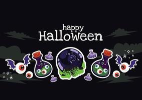 oud school- halloween schattig item banier vector