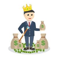 modern prins met geld ontwerp karakter Aan wit achtergrond vector