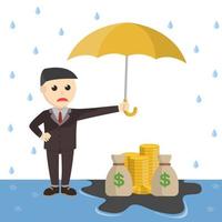 zakenman beschermen zijn rijkdom van regen vector