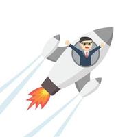 nerd rijden raket ontwerp karakter Aan wit achtergrond vector