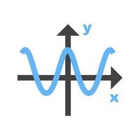 cosinus diagram glyph blauw en zwart icoon vector