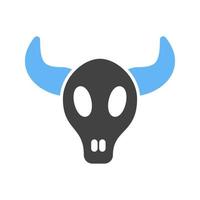 stier hoorns glyph blauw en zwart icoon vector