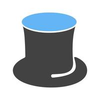 hoed glyph blauw en zwart icoon vector
