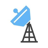 satelliet toren glyph blauw en zwart icoon vector