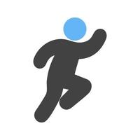 rennen persoon glyph blauw en zwart icoon vector