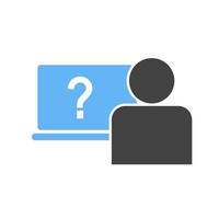 online vragen glyph blauw en zwart icoon vector