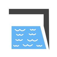 zwemmen zwembad glyph blauw en zwart icoon vector