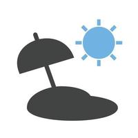 paraplu Aan strand glyph blauw en zwart icoon vector