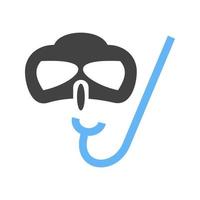 snorkel glyph blauw en zwart icoon vector