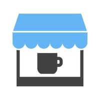 koffie winkel glyph blauw en zwart icoon vector