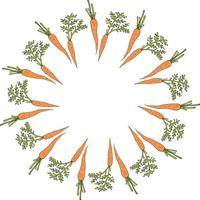 ronde kader met verticaal mooi wortels. geïsoleerd krans Aan wit achtergrond voor uw ontwerp vector