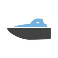 snelheid boot glyph blauw en zwart icoon vector