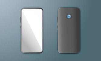 realistisch smartphone mockup sjabloon met voorkant en terug paneel keer bekeken. met touch screen en camera concept vector illustratie