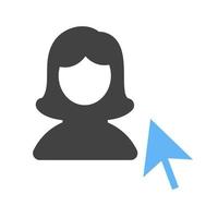 selecteer vrouw profiel glyph blauw en zwart icoon vector