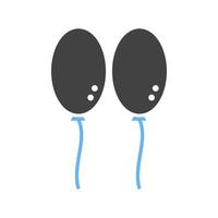 ballonnen glyph blauw en zwart icoon vector