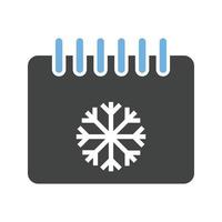 winter seizoen glyph blauw en zwart icoon vector