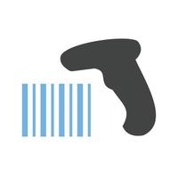 bar code lezer glyph blauw en zwart icoon vector