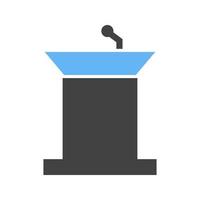 podium glyph blauw en zwart icoon vector