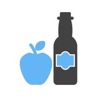 appel cider glyph blauw en zwart icoon vector