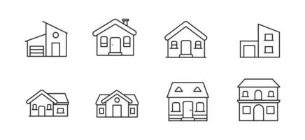 huis icoon, gebouw huizen lijnen vector