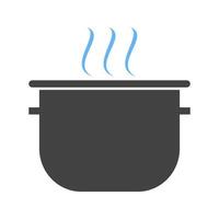 Koken pot glyph blauw en zwart icoon vector