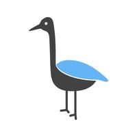 flamingo glyph blauw en zwart icoon vector