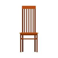 houten stoel voorkant visie vector icoon meubilair. klassiek interieur zitten. retro bruin tekenfilm huis element vlak kamer