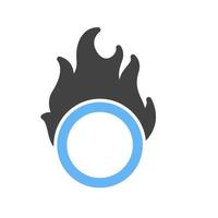 brand hoepel glyph blauw en zwart icoon vector