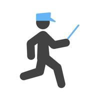 rennen politieagent glyph blauw en zwart icoon vector