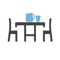 avondeten tafel glyph blauw en zwart icoon vector