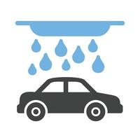 auto wassen glyph blauw en zwart icoon vector