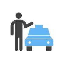 roeping taxi glyph blauw en zwart icoon vector