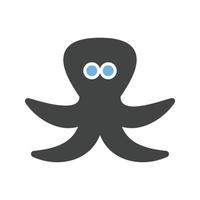 Octopus glyph blauw en zwart icoon vector