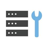 server instellingen glyph blauw en zwart icoon vector