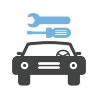 auto reparatie ii glyph blauw en zwart icoon vector