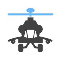 helikopter ii glyph blauw en zwart icoon vector