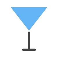 cocktail glas glyph blauw en zwart icoon vector