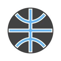 basketbal glyph blauw en zwart icoon vector
